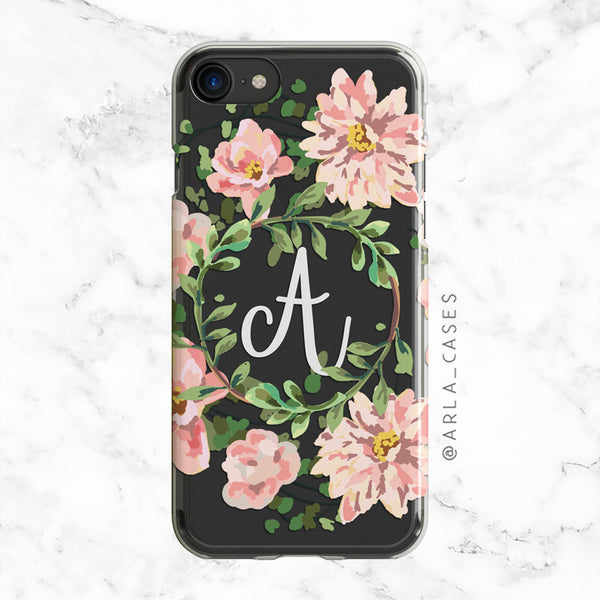 Custom Monogram Phone Case - Pink Florals