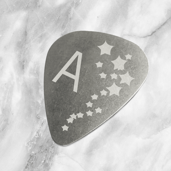 Custom Steel Guitar Pick with Star Initials