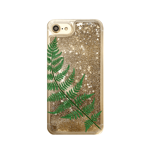 Green Fern Leaf Gold Glitter Phone Case