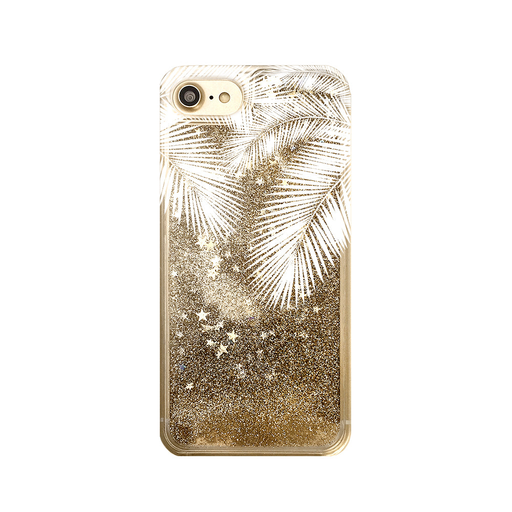 Palm Tree Leaves Liquid Glitter iPhone Case