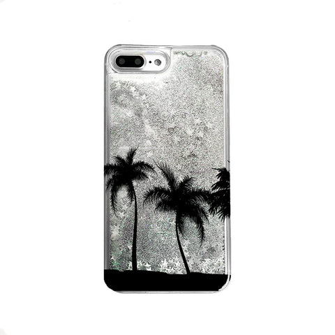 Palm Trees Liquid Glitter iPhone Case