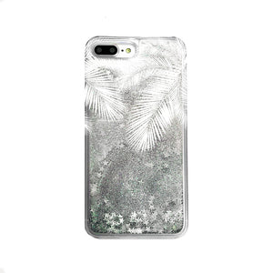 Palm Tree Leaves Liquid Glitter iPhone Case