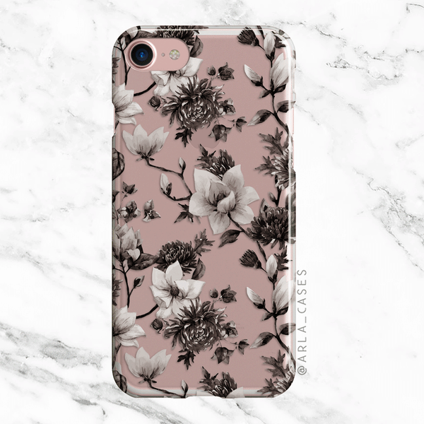 Monochrome Magnolias Floral Phone Case