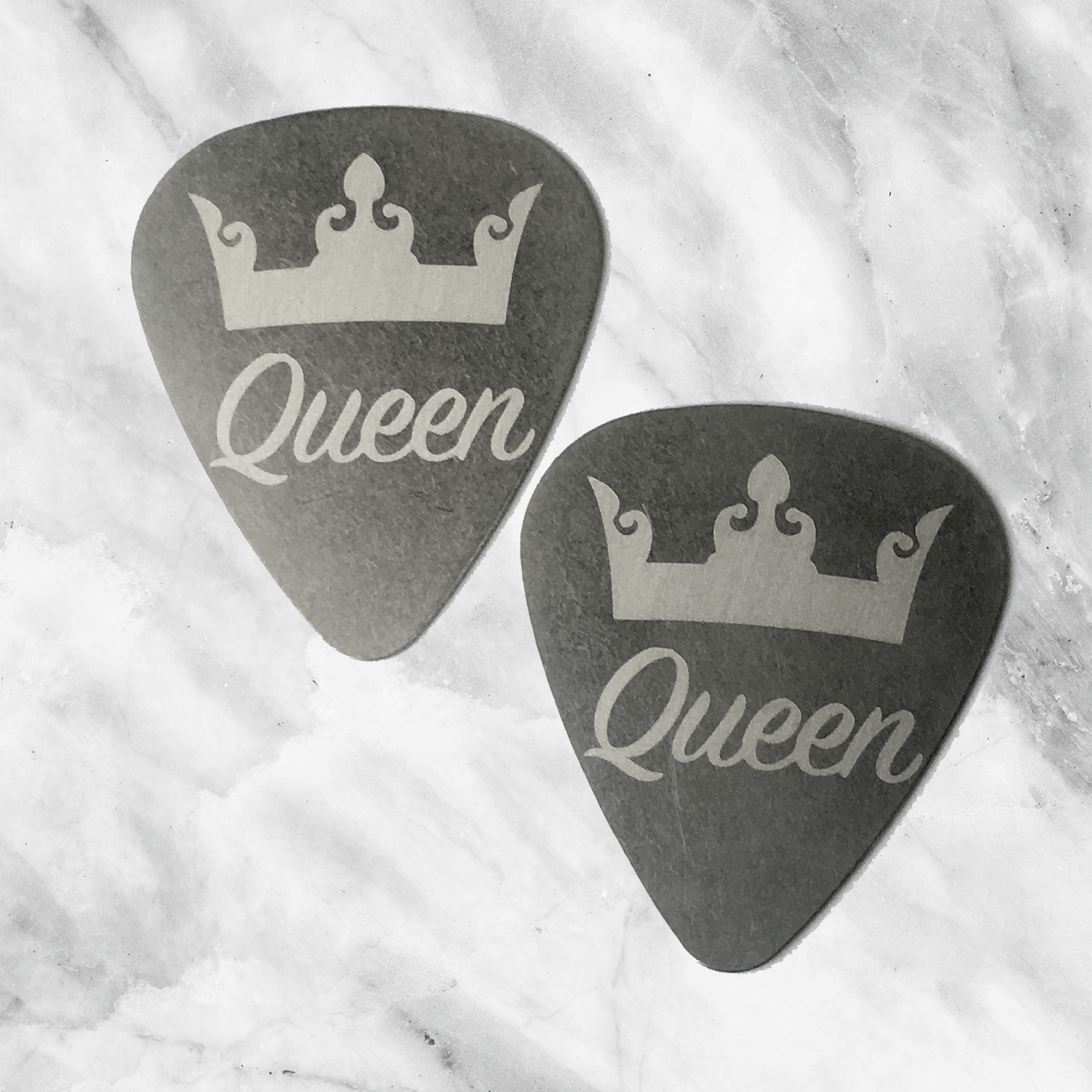 Queen and Queen - Couples Steel Guitar Pick - Set of Two