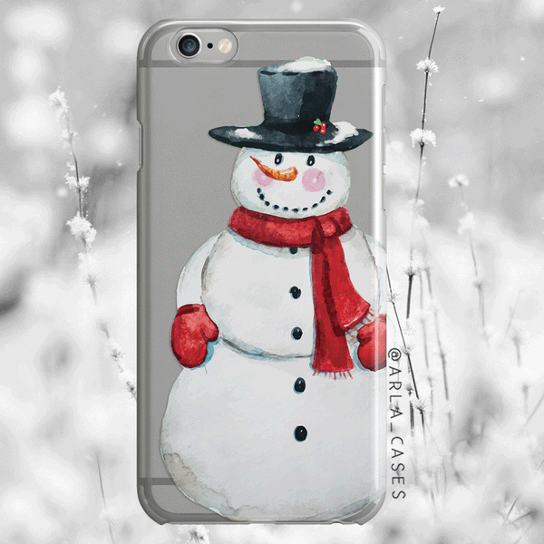 Christman Snowman on Clear Printed iPhone Case