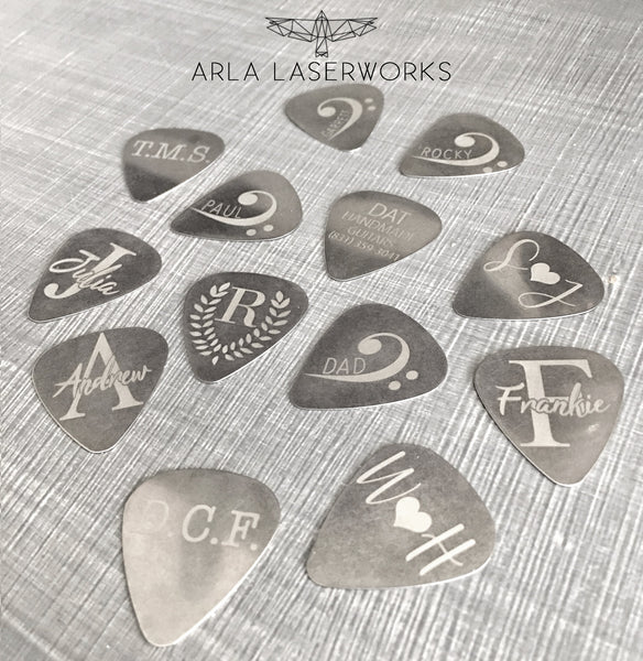 Custom Steel Guitar Pick with Couples Initials