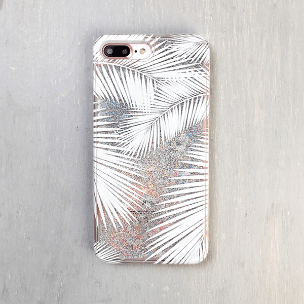 Palm Tree Silver Glitter iPhone Case