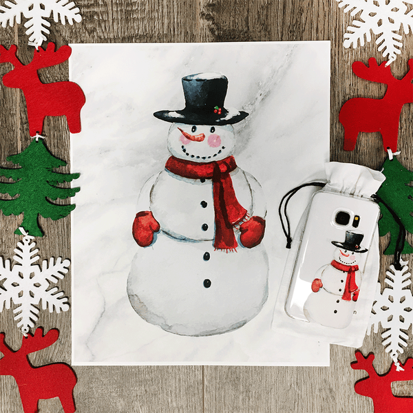 Christmas Snowman Phone Case - Clear TPU with Print